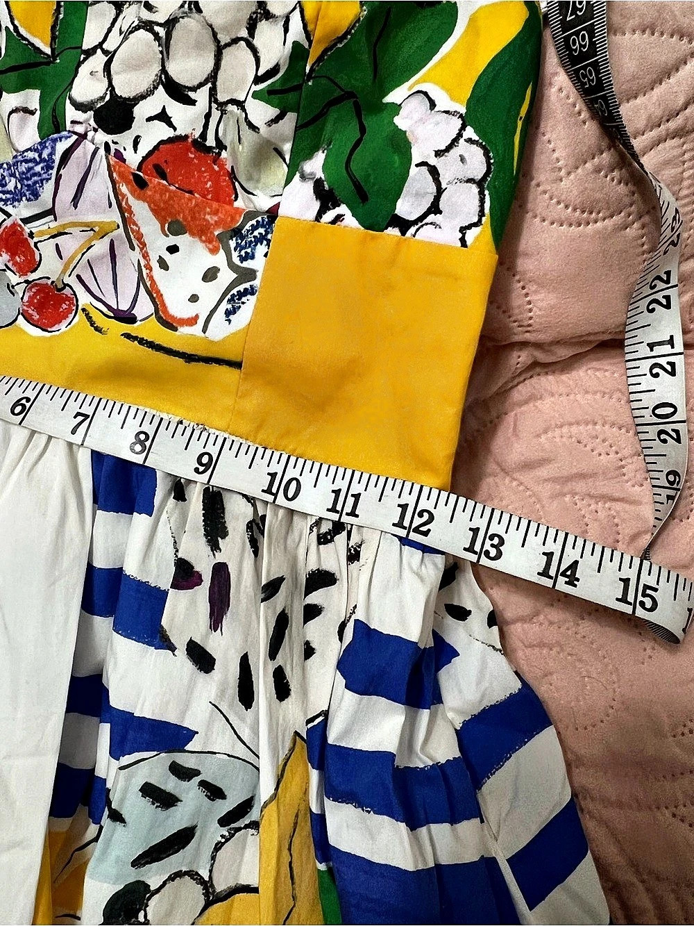 Zara Fruit Print Poplin Dress Floral Mini Yellow & Blue Medium NWT extra small - Picture 7 of 13